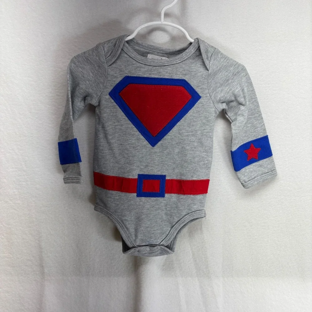 Mud Pie Baby Boys Girls Superhero Long Sleeve Bodysuit 9-12 Months‎